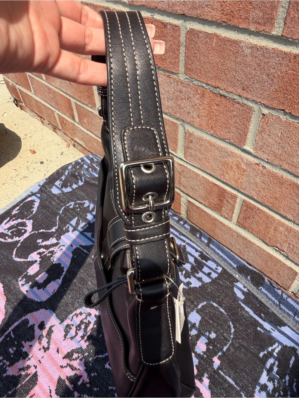 NWT Vintage Coach Black Leather Hampton Hobo Bag - Picture 3 of 6